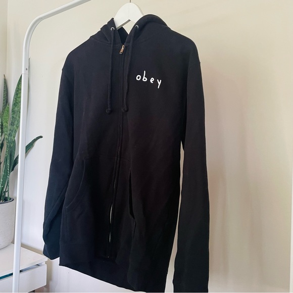 Obey Long Black Graphic Sweater - Picture 3 of 3